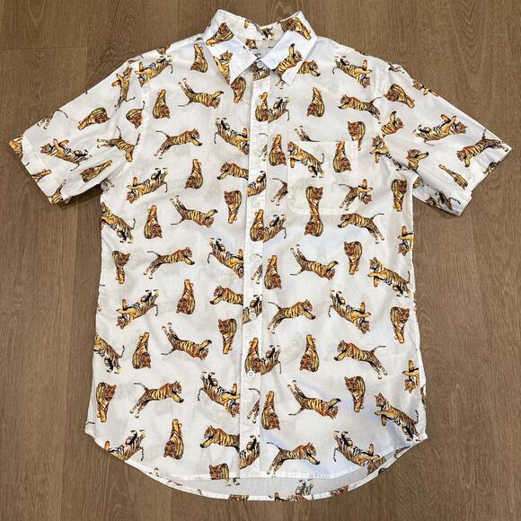 Tiger print men's button-up Size S - Picture 1 of 4